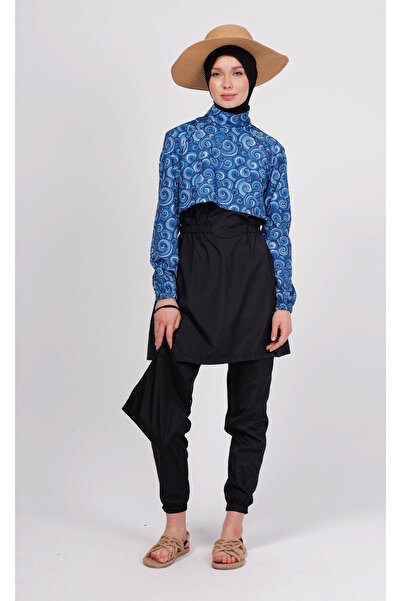 GAVLİA Μπλουζάκι μαγιό Niva Blue Spiral με σχέδιο Hijab (Μονό) - Δώρο τσάντας