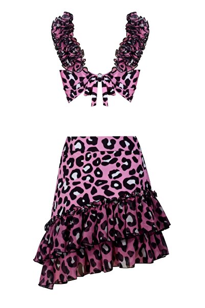 Nur Karaata Lily Pink Leo Top With Tigra Skirt