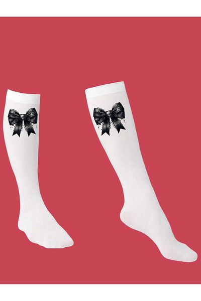 bhk desing Black Ribbons School Socks Female Child Knee-High Socks