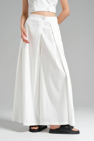 tw3 Women's Pleated Detailed Skirt Look Design Loose Wide Leg Trousers