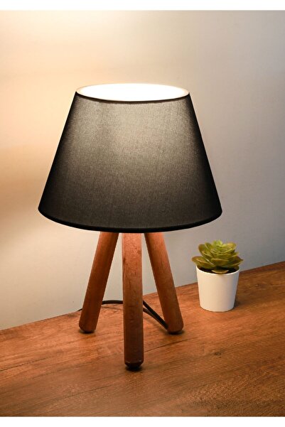 HOMİNG Black Wooden Fabric Design Lampshade - Ayd-3168