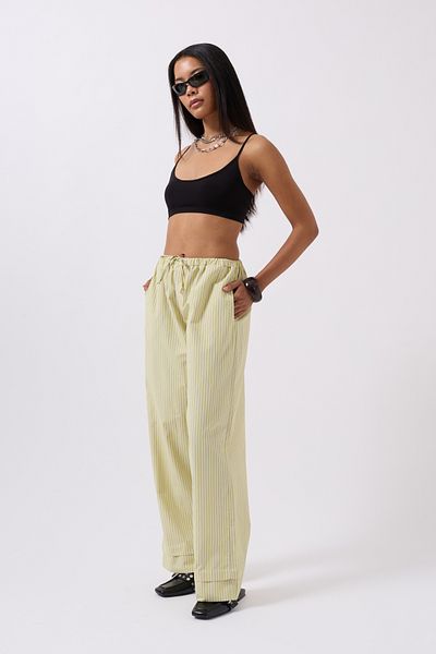 Black Fashion Striped Elastic Waist Yellow Trousers