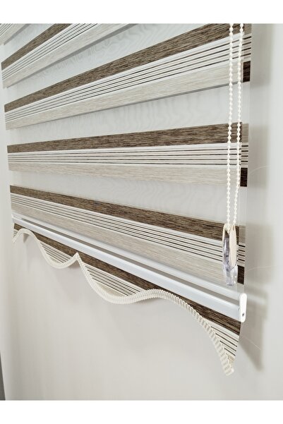 MEKSTOR Dilimli Çift Renkli Soft Bamboo Zebra Perde Krem & Kahverengi - Alümi...