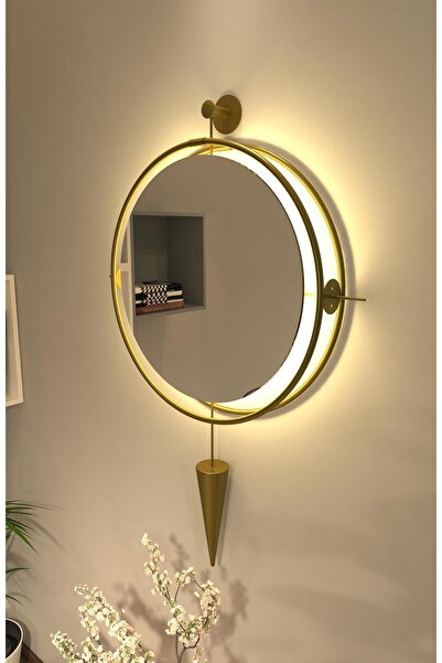 Wallover Design Lustra Gold - Büyük Boy - Kablosuz Ledli Dekoratif Ayna – Mod...