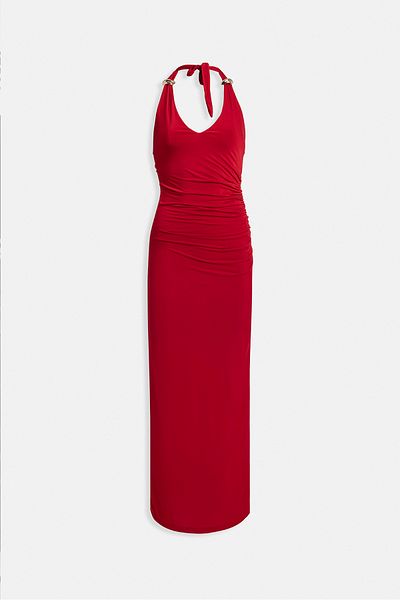 Black Fashion Accessory Detail Maxi Red Dress