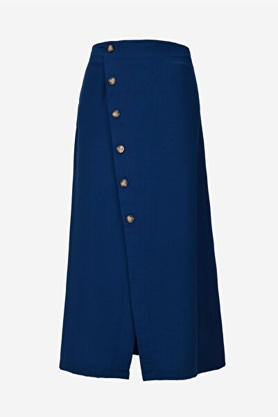 birizmoda Μίντι φούστα με λεπτομέρεια με κουμπί στο μπροστινό μέρος - Navy Blue