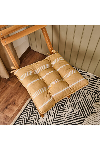 Evidea Soft Sun Madness Sandalye Minderi - Hardal / Ekru - 43x43 cm