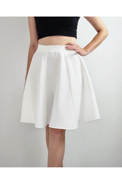 YAXİ Women's White Six-Piece A-Line Skirt