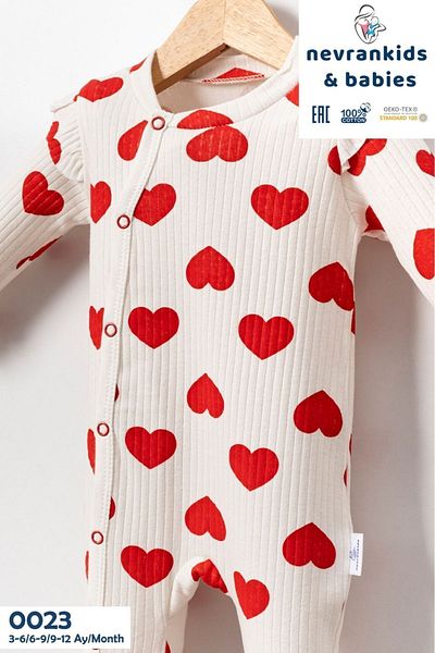 nevrankids Heart Big Pattern Baby Girl 2-Piece Romper Set