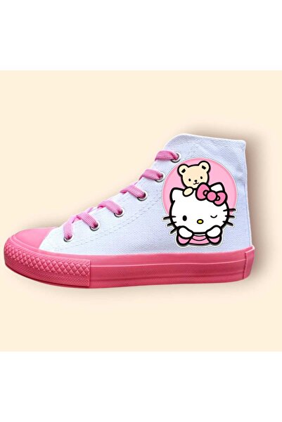 bhk desing حذاء رياضي بناتي بنعل وردي مطبوع عليه قطة حلوة