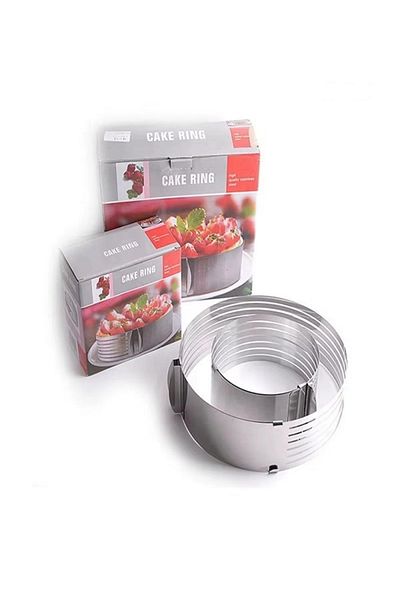 Generic 4pcs Stainless Steel Telescopic Round Cake Pan Adjustable Round Layering Slicer Bakeware