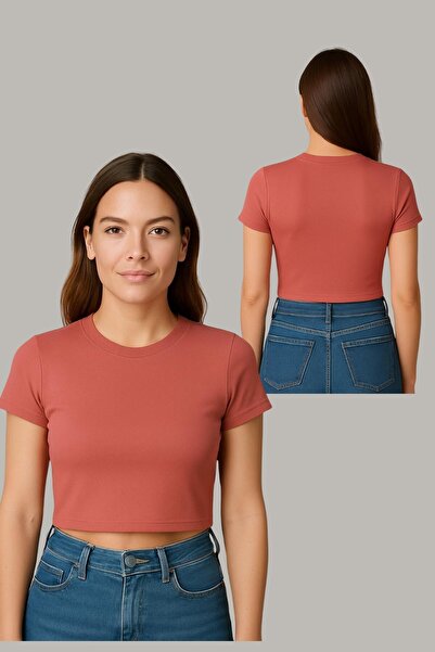 Seamoda Πουκάμισο Crew Neck με κοντό μανίκι Crop Rib Tshirt ΠΙΝΑΚΑΣ