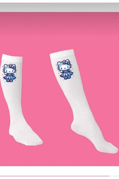 bhk desing Blue kitten school socks girls knee high socks