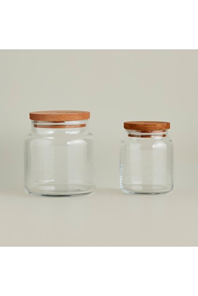 Bella Maison Joye Ahşap Kapalı 2'li Küçük Kavanoz Seti