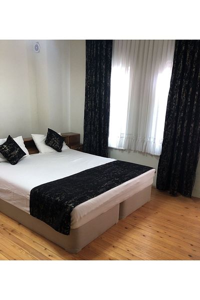 Becenhouse Σετ κρεβατιού 5 τεμαχίων φόντο κουρτίνας μαύρο χρυσό για το σπίτι και το ξενοδοχείο