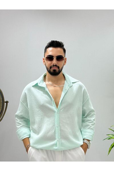 JACK CAPRİO Мъжка сезонна риза от тънка, негладяща се, намачкана материя, която не се изпотява