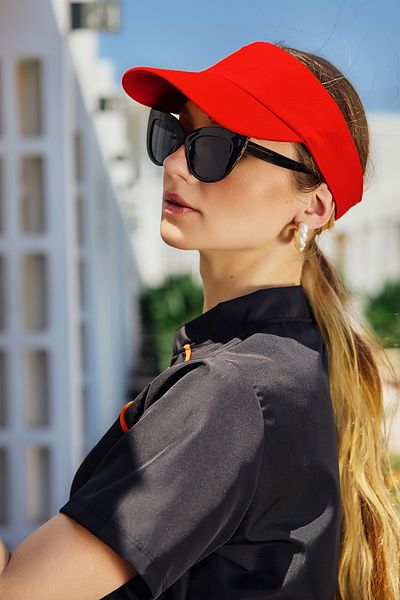 Remsa Mayo Red Tennis Golfs Hat - Adjustable Visor, Sunscreen Visor RŞ-109