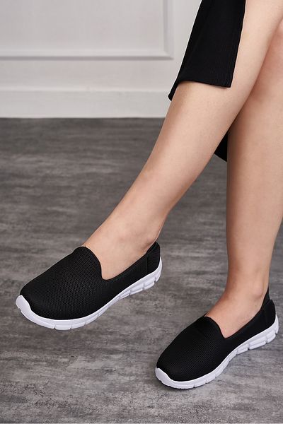 Nstil Pantofi de zi cu zi pentru femei, negru, alb, balerină, ușor de purtat, respirabil, ușor, cu talpă confortabilă, pantofi sport 035