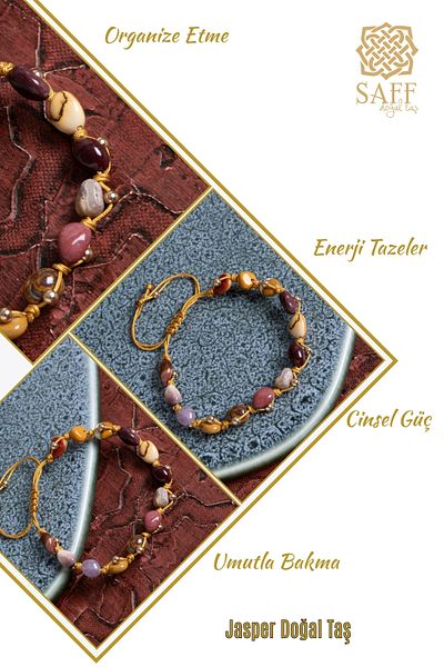 Saff Doğal Taş Certified Jasper Natural Stone Macrame Bracelet