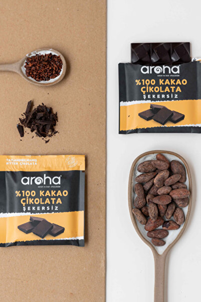 AROHA %100 Kakao Şekersiz Bitter Çikolata 5'li Paket (40 G X 5 Adet)