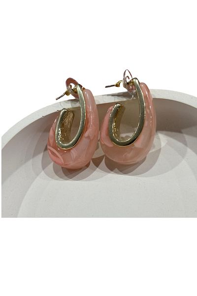 Bijutek Bijouterie Gold Color Feather - Metal Women's Earrings with Beads and Pearls Pattern Jewelry