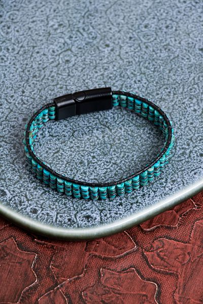 Saff Doğal Taş Certified Turquoise Natural Stone Interlocking Bracelet