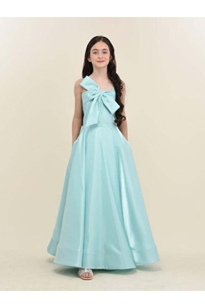 Zekids Βραδινό φόρεμα για κορίτσι με γυαλιστερό υφασμάτινο φιόγκο με λεπτομέρ...