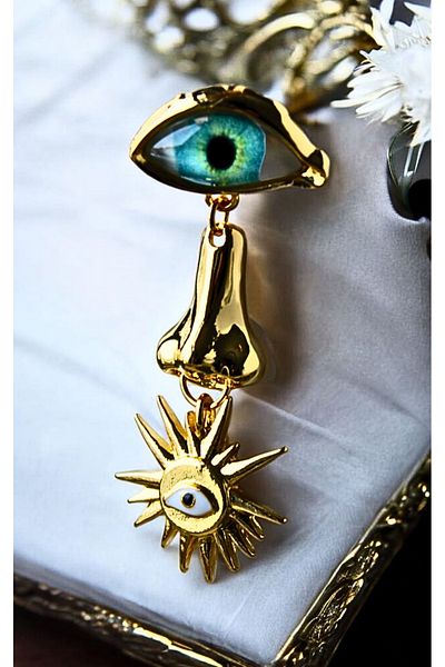 MIRADA JEWELRY Special Design Eye Eyelash Nose Asymmetrical Shaped Earrings