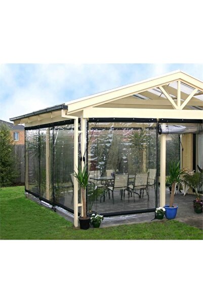 AÇIKGÜL TEKSTİL BRANDA 2 x 2,5 metre Fermuarlı Şeffaf Branda Pencereli Kuşgözlü Balkon Perdesi