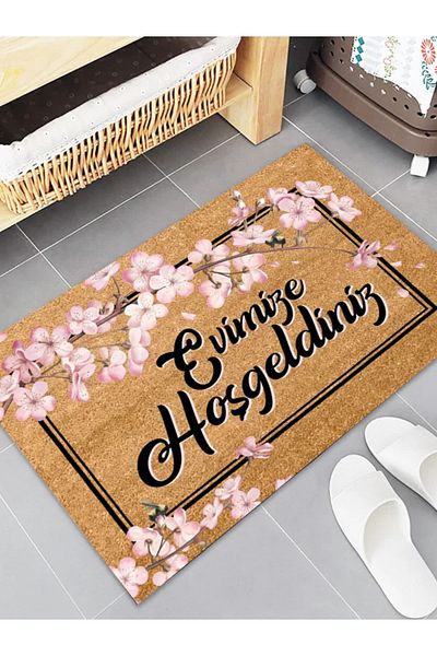 esnature Japanese Cherry Blossom Patterned Welcome to Our Home Mat - 45x70 Cm