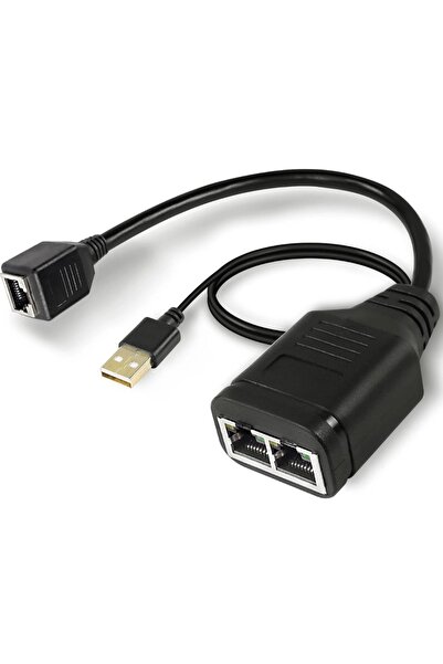 Genel Markalar 4711 1x2 Port RJ45 USB Güç Destekli Ethernet Switch Splitter Çevirici Çoklayıcı