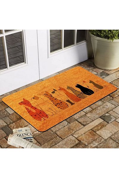 esnature 45x70 Cm PVC - Pretty Cats Digital Printed Multi-Purpose Indoor and Outdoor Door Mat