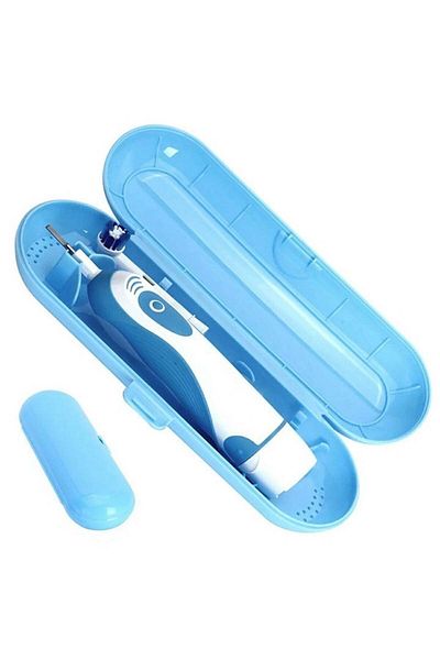 JEWELORA Holder - Case for electric toothbrush, with space for 2 brush heads, Blue - Blue