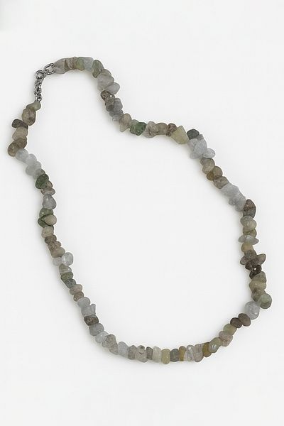 MakeWell Aquamarine Amethyst Diopside Quartz Calcite Stone Beach Set Necklace and Bracelet