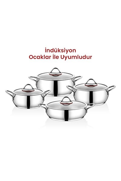 Kahramanlar Elit Prime Silver 8 Parça Çelik Tencere Seti 8000