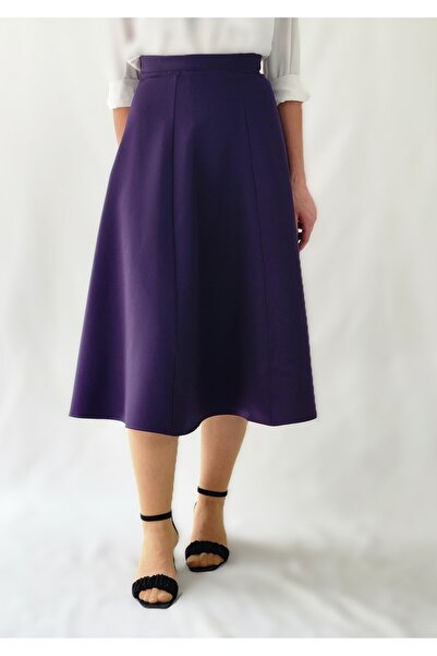 YAXİ Purple Six Piece Maxi Woven A-Line Skirt