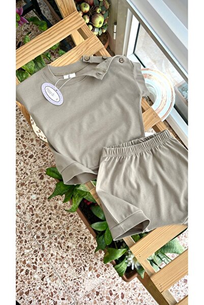 Happy Moon Bebek giyim unisex ikili takım yazlık tshirt şort %100 pamuk terle...