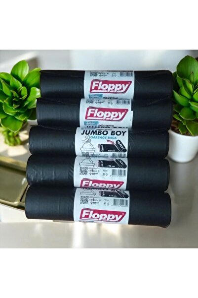 Floppy 50 Adet- EKSTRA GÜÇLÜ Kalın Jumbo Çöp Torbası Poşeti 80x110 500 gram 5 Rulox10 Adet