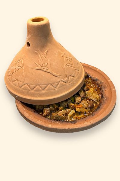 AdenArt Small Size Traditional Moroccan Tajin Crock Pot for 1-2 Persons 20x25 Cm