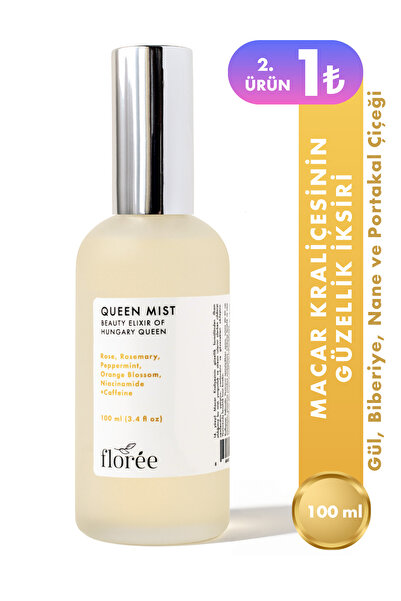 Floree Organics Queen Mist - Macar Kraliçesinin Yüz Misti, Gül Biberiye Ve Po...