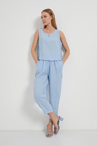 Arma Life Women's Summer Blouse Loose Trousers Blue Double Suit