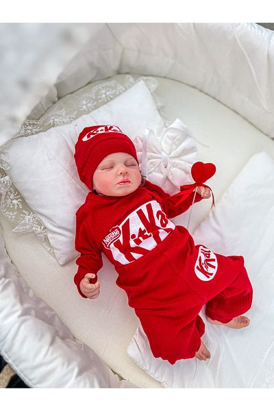 Aa Bebek Kit Unisex 3-Piece Set with Printed Hat