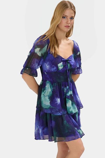 PayBuy Floral Mini Dress Lined Short Sleeve Woven Summer Carefully Selected Perfect Fit