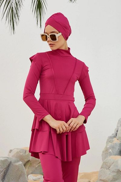 Starinci Mayo Costum de baie complet acoperit Lycra Hijab roz