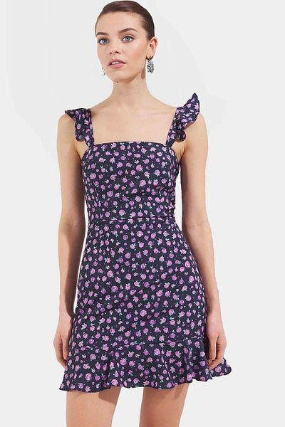PayBuy Floral Mini a Line Dress Moss Crepe Woven Polyester Summer Stylish Comfortable and Durable Material