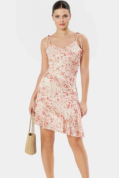 PayBuy Asymmetrical Mini Dress Knitted Fabric Floral Pattern Casual Style Distinguished Material