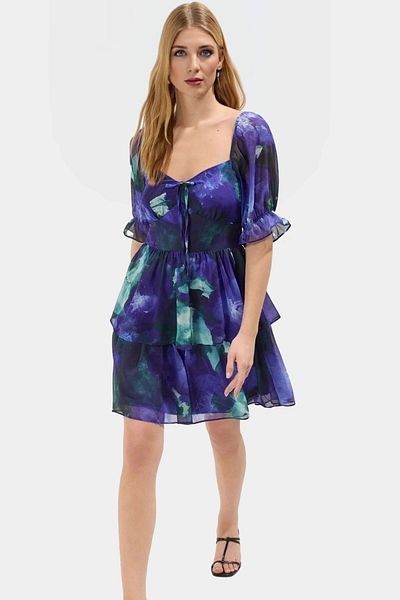 PayBuy Floral Mini Dress Lined Short Sleeve Woven Summer Carefully Selected Perfect Fit