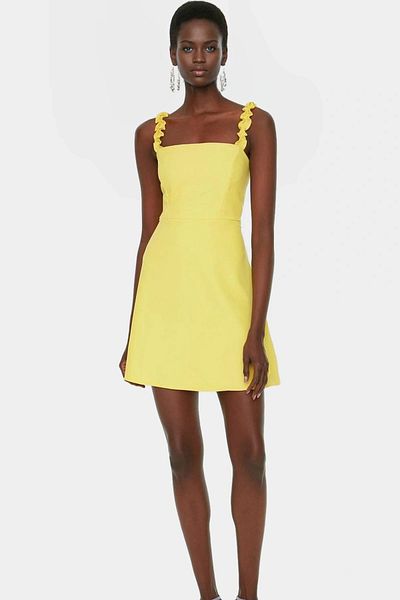 PayBuy Feminine Ruffle Detailed Mini Dress a Line Mold Woven Fabric Professional Appearance Quality Craftsmanship