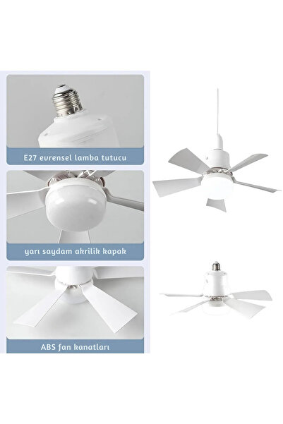 welcomein 5 Kanatlı LED Işıklı Tavan Vantilatörü – Sessiz Çalışan, Uzaktan Kumandalı, Modern Beyaz Tasarım