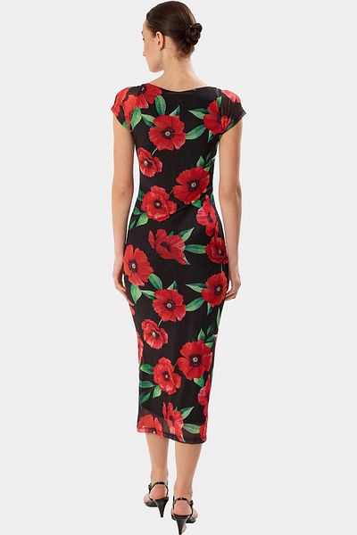 PayBuy Short Sleeve Midi Length Bodycon Polka Dot Polyester Dress High Quality Comfortable to Wear and Stylish